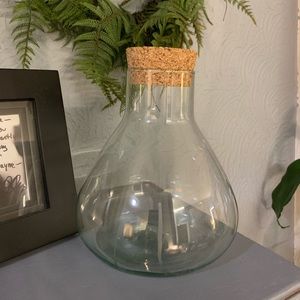 Glass terrarium jar with cork lid